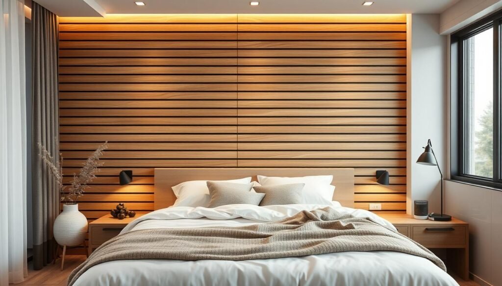 mur en tasseaux de bois dans une chambre mur en tasseaux de bois dans une chambre