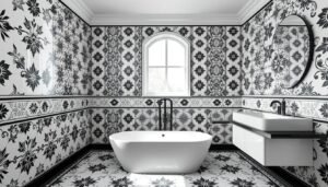 Black and white bathroom tile patterns