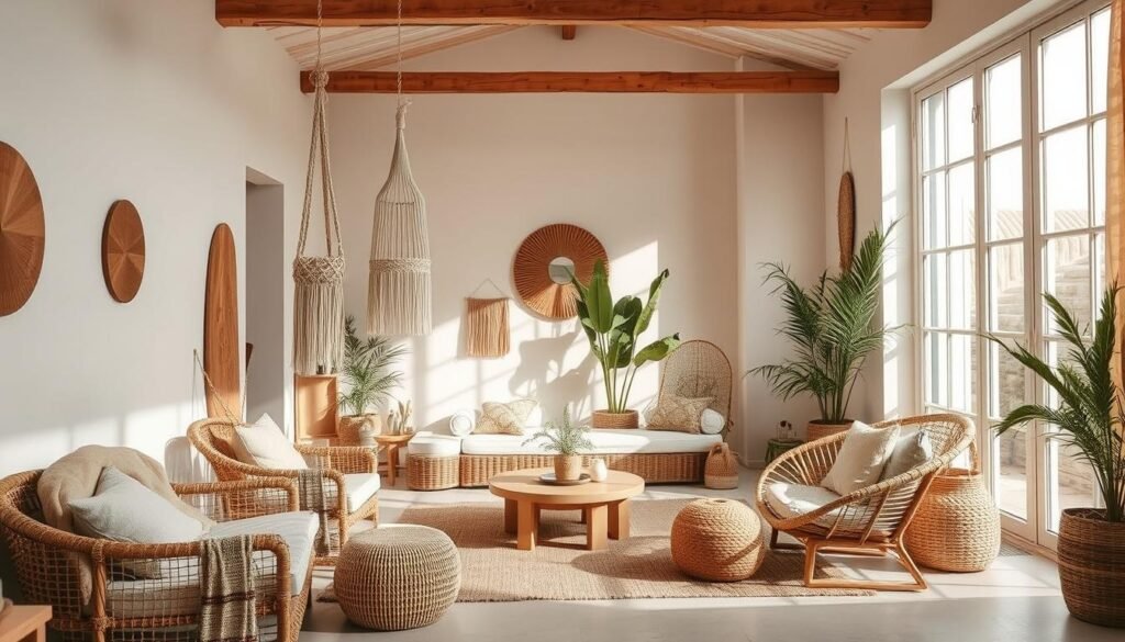 Plantes déco bohème dans un intérieur