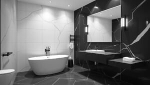 black and white bathroom